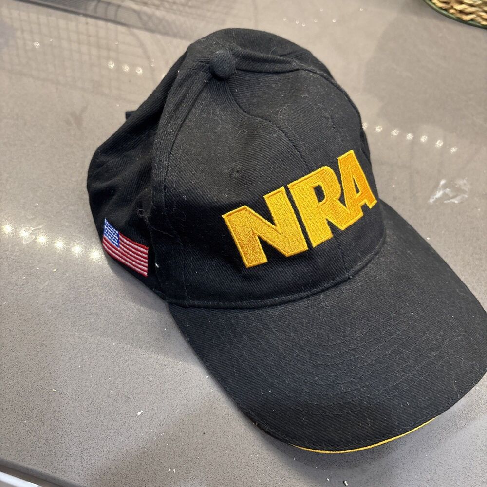 NRA National Rifle Assoc cap hat baseball trucker black embroided USA flag Dad